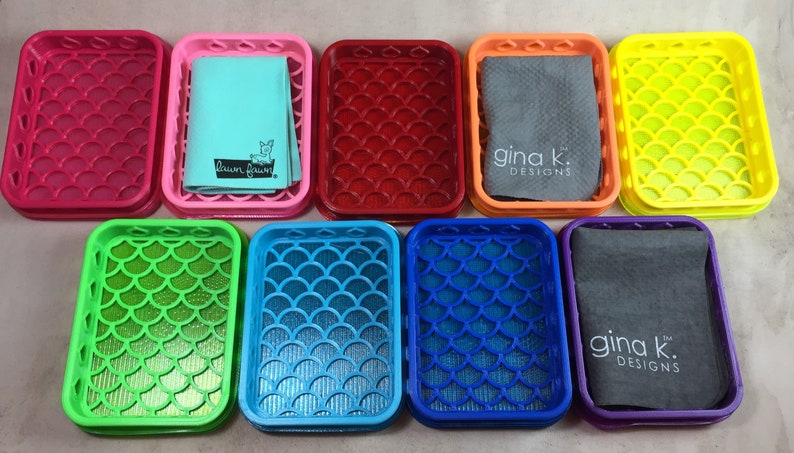 Mermaid tidy towel case and glue stand combo, 3D printed storage, rubber stamper gift image 2