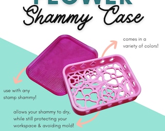 Flower stamp shammy case, 3D printed floral chamois storage container