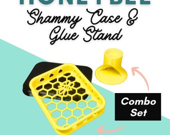 Honeybee stamp shammy holder and glue stand combo, 3D printed storage, rubber stamper gift