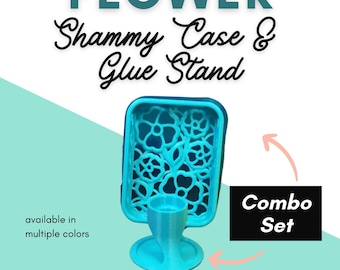 Flower tidy towel case and glue stand combo, 3D printed floral storage, rubber stamper gift