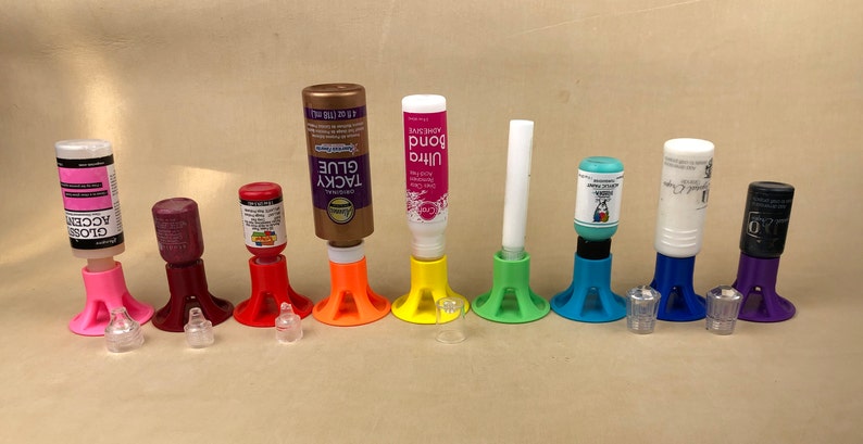 Rainbow colors glue holder // tool holder // glue stand // crafter gift // tool stand image 1