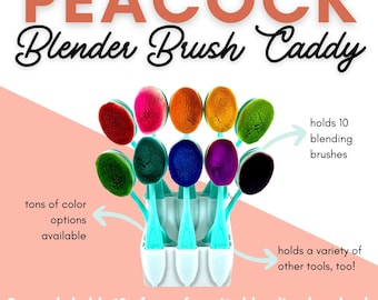 Peacock Blender Brush Caddy, Mixed Media Caddie, Tool Caddy