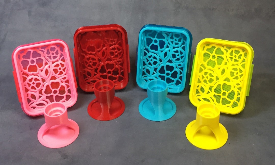 Flower Stamp Shammy Case and Glue Stand Combo 3D Printed Etsy