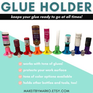 Rainbow colors glue holder // tool holder // glue stand // crafter gift // tool stand