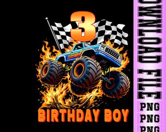 Monster Truck Birthday PNG: 3rd Birthday Boy (Digital Download)