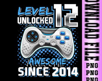 Poziom 12 Odblokowany Gracz PNG, 12. Chłopiec Urodzinowy (Pobranie Cyfrowe)