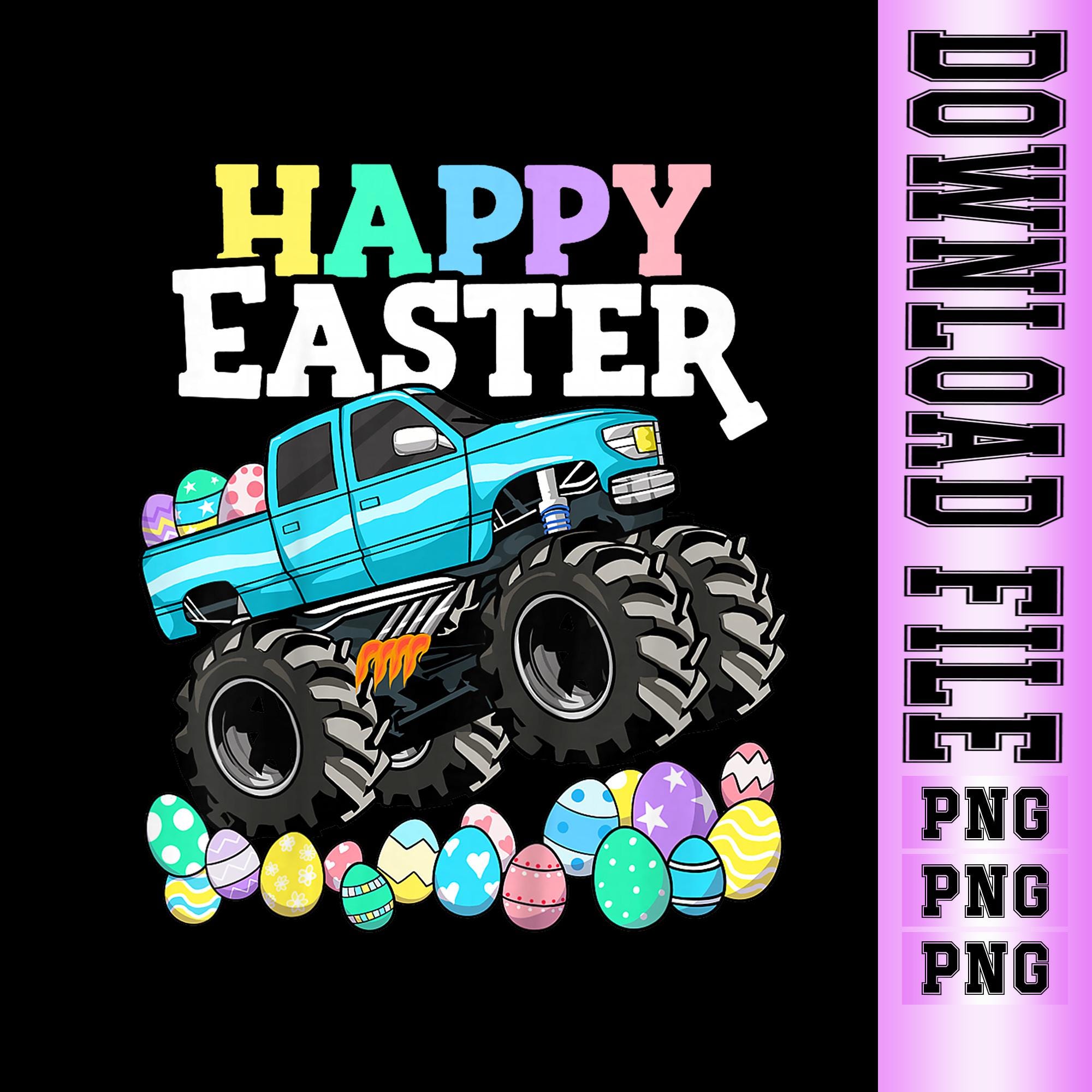 Happy Easter Monster Truck PNG, Colorful Egg Vehicle, Boys Toddler ...