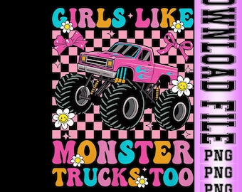 Diseño de camión monstruo rosa PNG: A las chicas también les gustan los camiones monstruo Descarga digital.