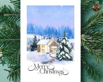 Carte De Noël Montagne : Forêt Enneigée, Cadeau Pour Amoureux De La Nature - France