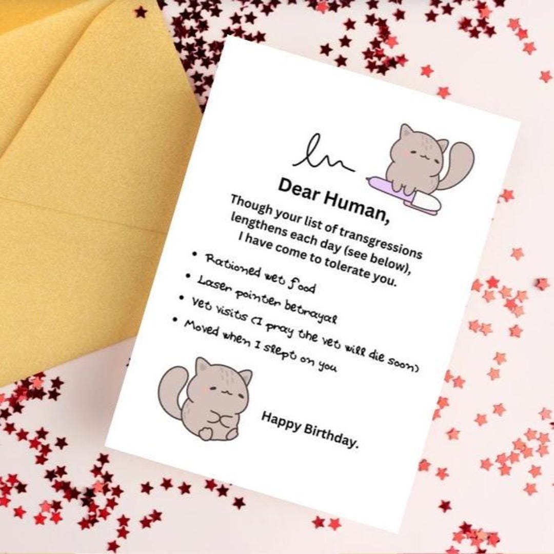 : bhiosng happy birthday card for cat lover, funny... Funny Cat Birthday Card for Cat Lovers (digital Download) - Etsy