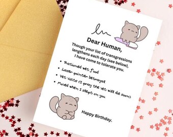 Tarjeta de cumpleaños divertida para amantes de los gatos (descarga digital)