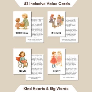 Waardekaarten voor kinderen, sociaal-emotioneel leren, inclusief aquarelkunst (afdrukbaar pdf-bestand EN+DE)