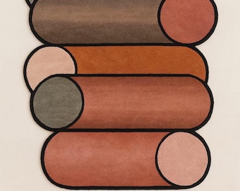 Hand Tufted Wool Rug: Modern Geometric Design, Earth Tones