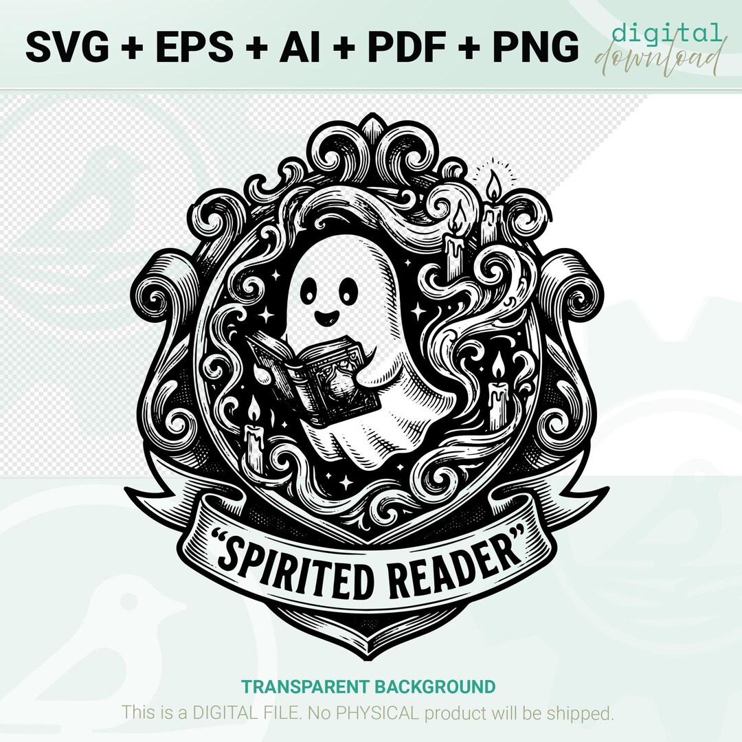 Spooky Ghost Reader SVG – Engraved Vintage Book Art for Lightburn ...