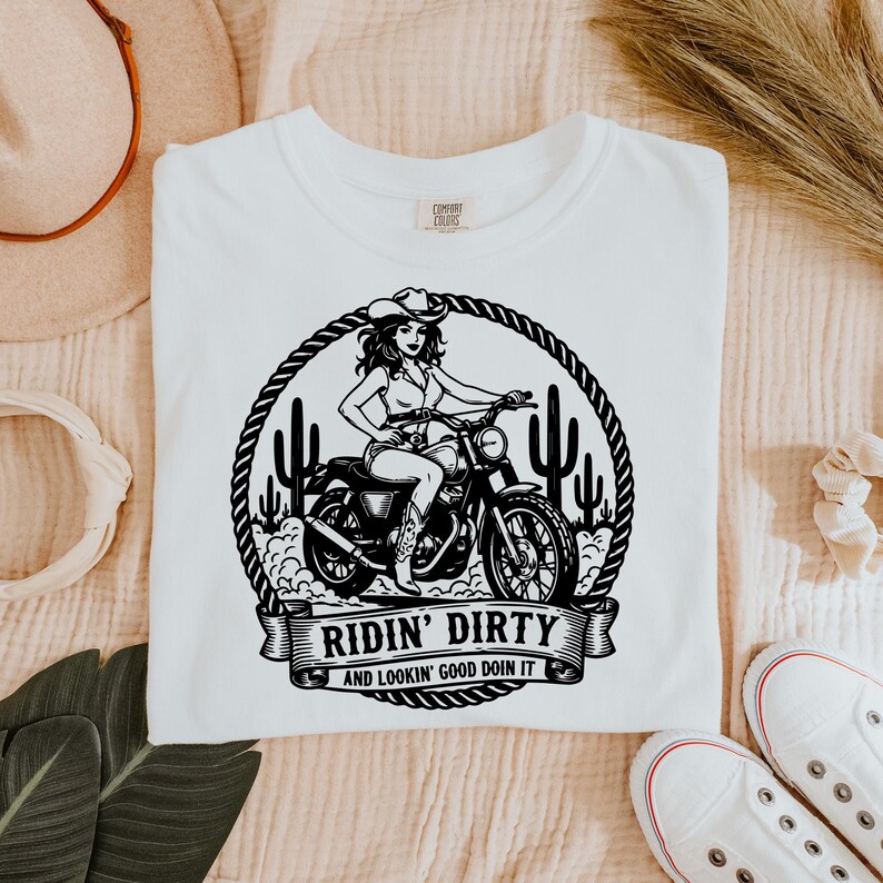 Ridin Graphics Ridin Dirty Funny Biker SVG – Motorcycle Girl Humor – Offroad Mudding ...