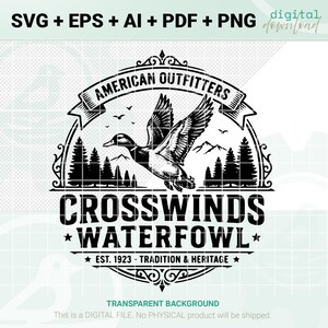 Waterfowl Design SVG – Crosswinds Badge – Laser Ready – Coaster & Patch Kit – Digital Download