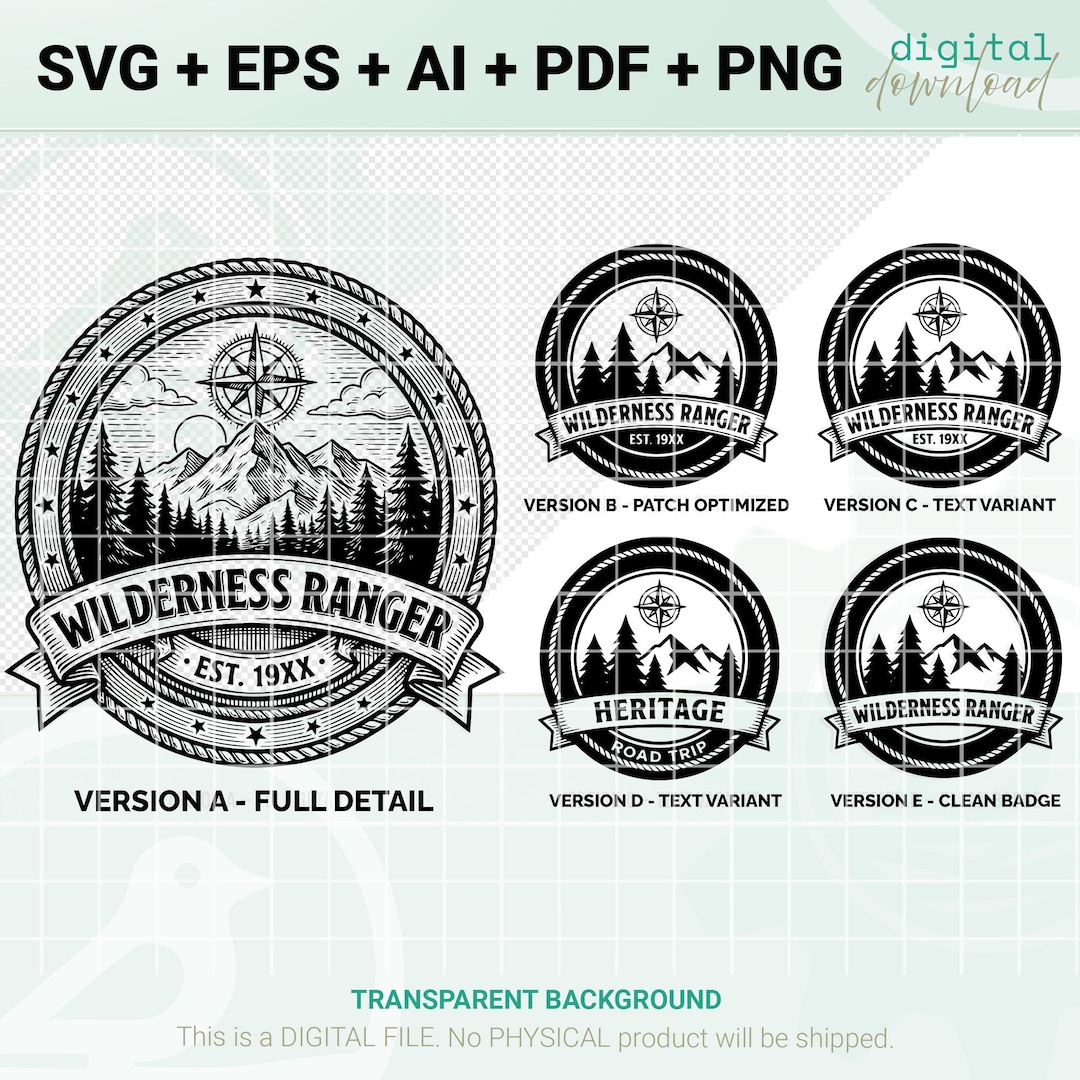 Wilderness Ranger Hat Patch SVG – Mountain Badge for Laser & Leather ...