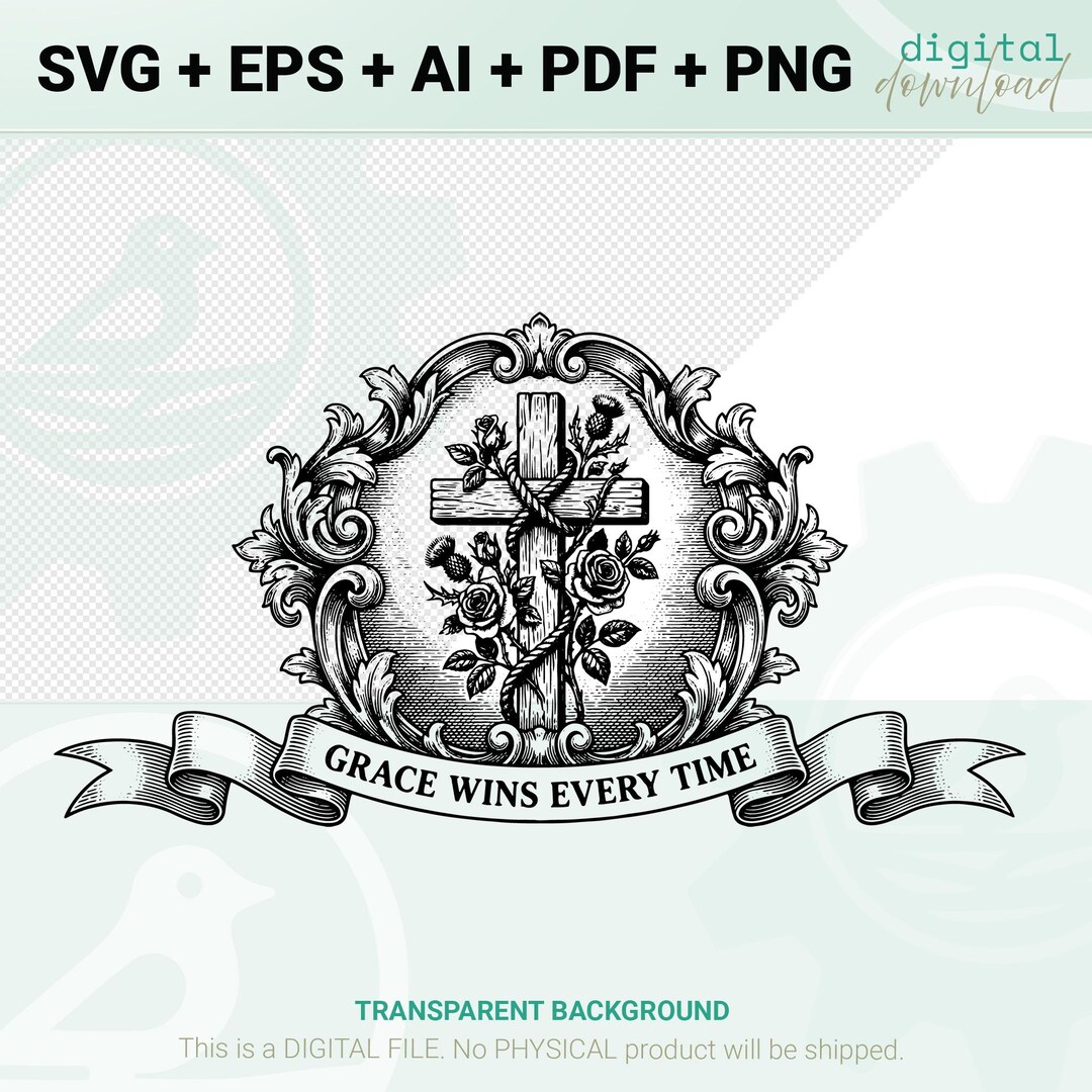 Grace Wins Every Time SVG – Christian Engraved Cross – Laser Ready ...