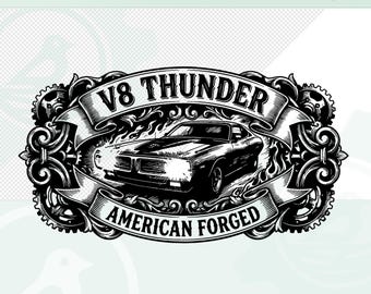 Muscle Car SVG – V8 Thunder Engraved Art – Vintage Garage Decor – Racer Gift – Digital Download