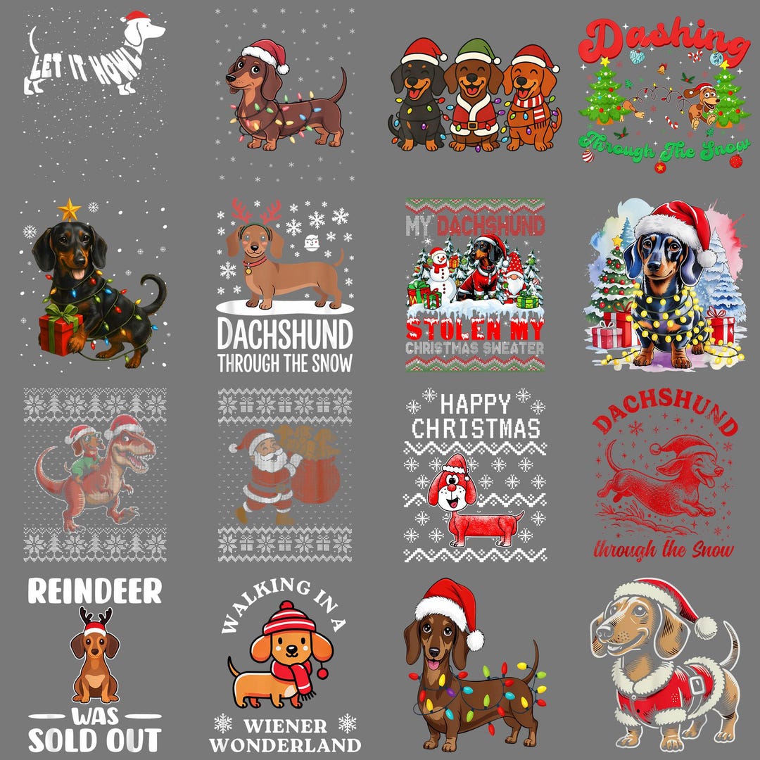 Let It Howl Dachshund PNG – Funny Dog Pun Christmas Lights Holiday ...