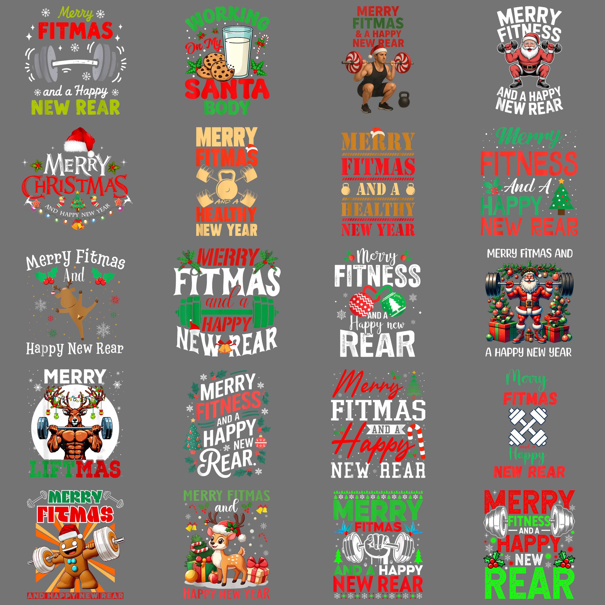 Canotta Merry Fitness 'Felice Nuovo Allenamento' - Design Natalizio, Per Palestra E Tempo Libero, Taglio Classico - 4