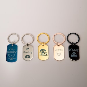 Maßgeschneiderte rechteckige ID-Tags, Set von 2, Goldfarbenes Edelstahl, tief lasergeätzt