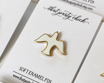 Holy Spirit White Dove Cloisonné Soft Enamel Pin Baptism Communion Christian Confirmation Jewish Gift Blessing Dedication Bat Bar Mitzvah