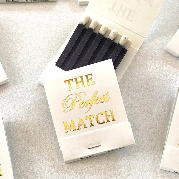 The Perfect Match Gold Foil Matchbooks Matches Wedding Matchbook, Sparkler Send Off, Matches, Wedding Favors