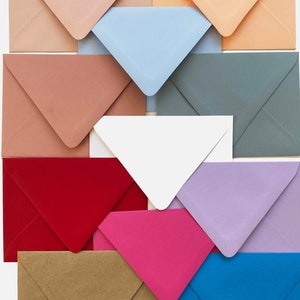 Color Envelopes A7 for Invitations Colored Envelopes Wedding Invitation Blue Kraft White Blush Dusty Rose Blue Fuchsia