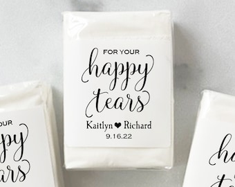 Happy Tears Tissue Packs Personalized Wedding Favors  Ceremony Pack of 10
