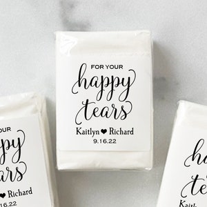 Happy Tears Tissue Personalized Wedding Favors  Ceremony Pack of 10