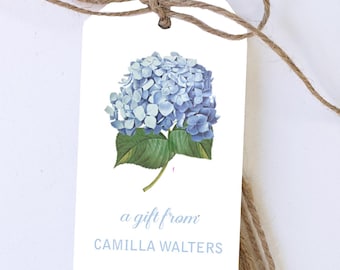 Personalized Gift Tag Birthday Thank You Tag Corporate Gifts Printed Blue Hydrangea