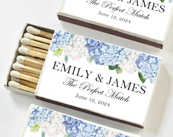 Blue Wedding Matches: Dusty Blue Hydrangea Favors - Set of 25 TPC9001