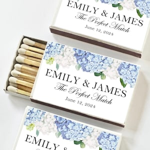 Blue Wedding Matches SET OF 25 Perfect Match for Sparklers Favors Shower Birthday Ideas Dusty Blue Hydrangea Elizabeth Collection TPC9001