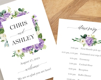 Lavender Wedding Itinerary Personalized Printed Lilac Lavender Marilyn Collection TPC9002