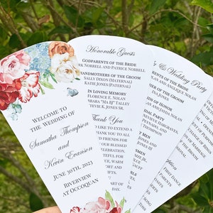 Wedding Program Petal Fans Assembled Dusty Blue Daphne Collection TPC9073