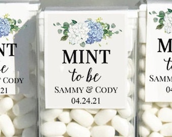 Personalized Mint to Be Tic Tac Topper Printed Dusty Dusty Blue Hydrangea Elizabeth Collection TPC9001