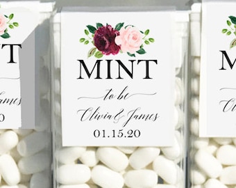 Personalized Mint to Be Tic Tac Topper Printed with FREE Shipping Burgundy and Blush Olivia Collection TPC9010