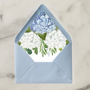 Blue Hydrangea Envelope Liners - Invitation Suite Dusty Blue Dusty Blue Hydrangea Elizabeth Collection TPC9001