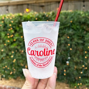 Personalized Graduation Frosted Cups 12oz Class of 2025 Graduation Party Any Color Ink or Foil