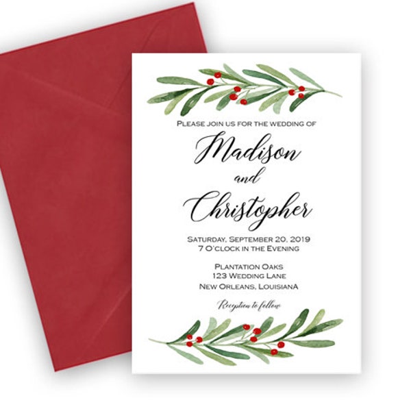 Christmas Wedding Couples Party Invitations Etsy