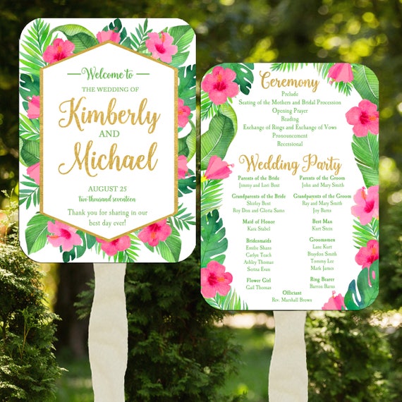 Wedding Program Fans Assembled Beach Wedding Program Fans Free