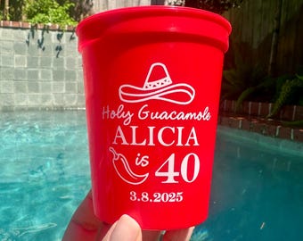 Personalized Fiesta Birthday Cups 16oz Graduation Party - any color cup and any color ink and wording available