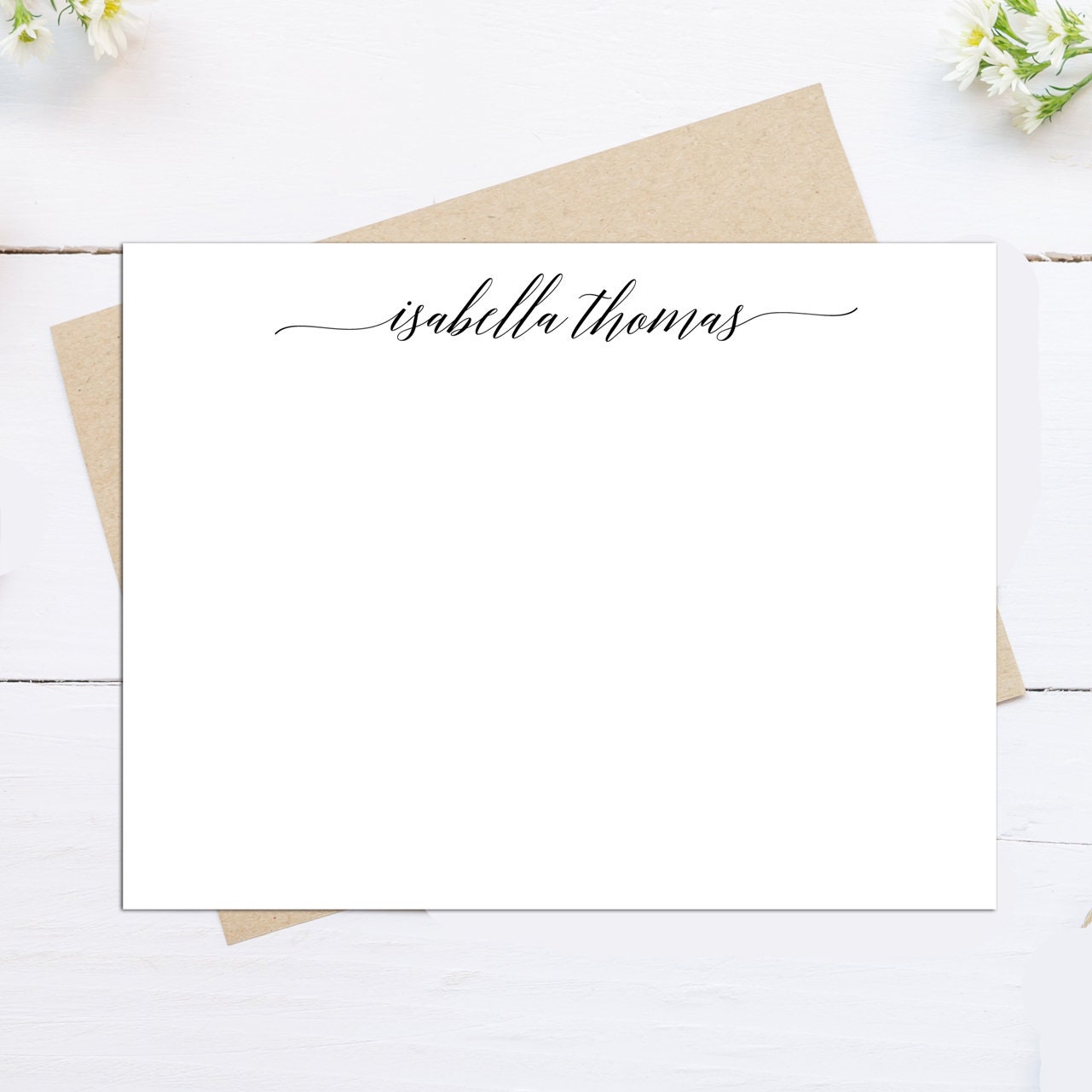 Personalized Stationery Set - Flat Script Personalized Card ...