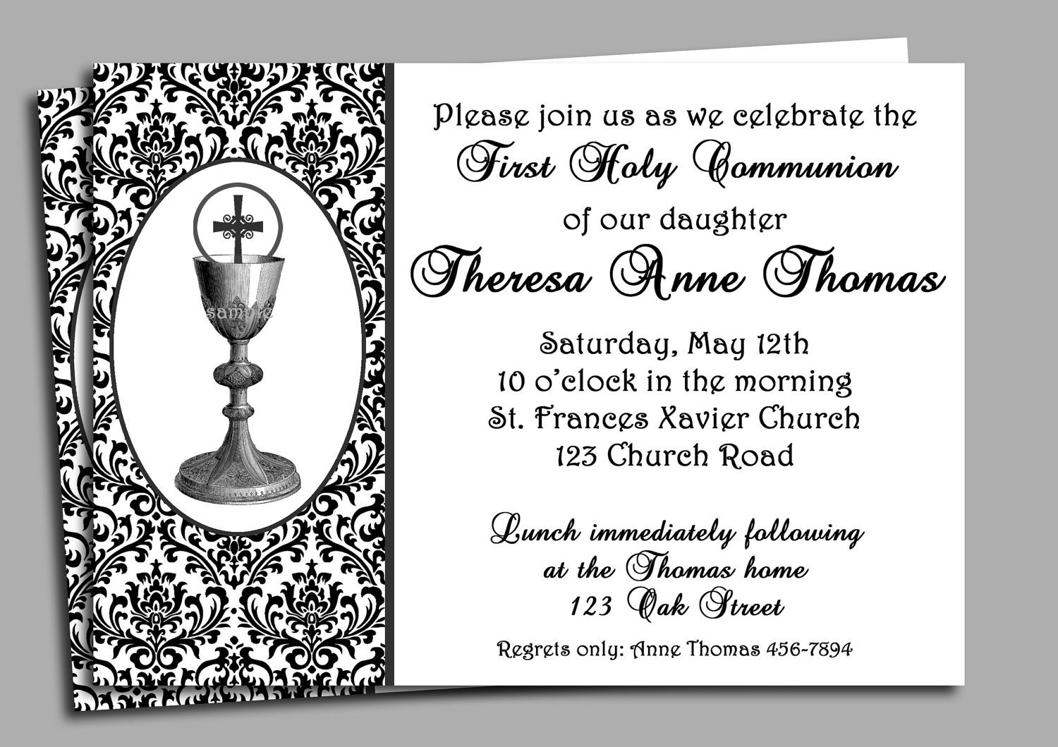 First Holy Communion Invitation Printable Or Printed With FREE Etsy