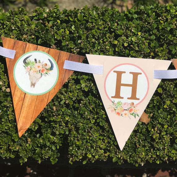 Boho Floral Birthday Bunting Banner Printable - Instant Download - Boho Chic Teepee Collection Il_570xn