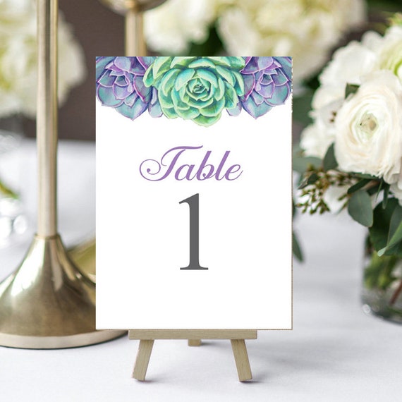 Wedding Table Number Cards 5x7" Printed - Succulent Collection Il_570xn