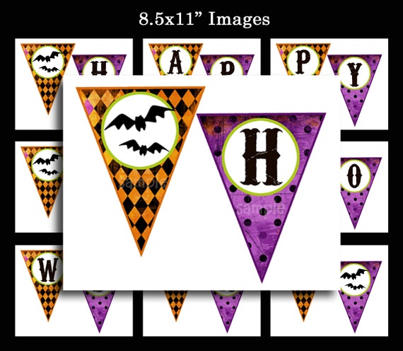 Happy Halloween Printable Bunting Banner - Whimsical Chic Halloween Party Collection Il_570xn