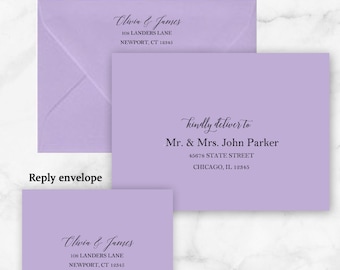 Lavender Envelope Printing Add On Black or White Ink Suite - Lilac Lavender Marilyn Collection TPC9002