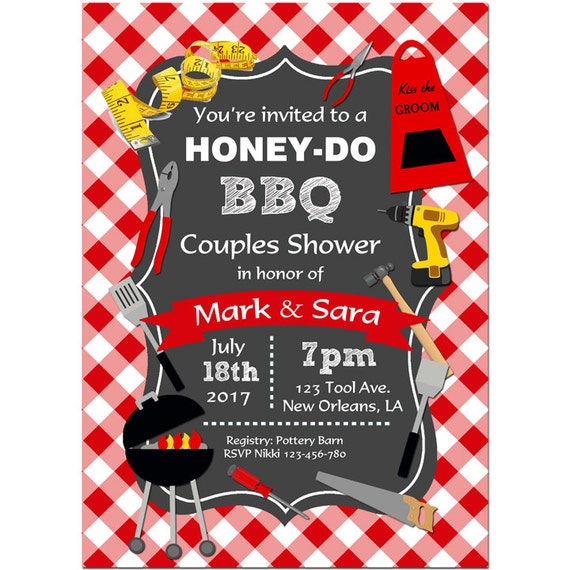Honey Do Barbeque Invitation Printable or Printed with FREE SHIPPING - Honey-Do BBQ Collection Il_570xn